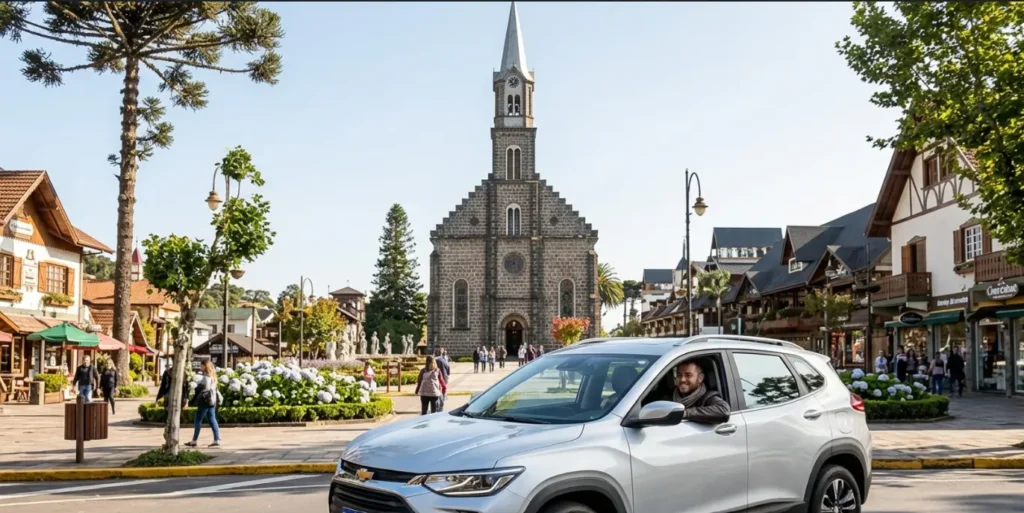 Carro alugado na Serra Gaúcha durante viagem para Gramado