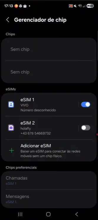Gerenciador de chip no Android