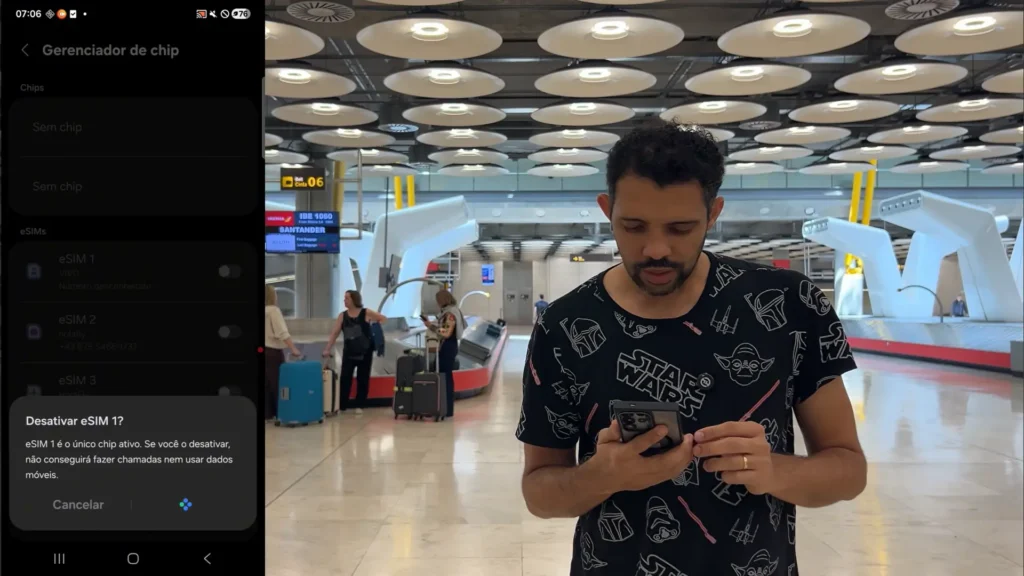 Ativação do eSIM da Holafly em Madrid.