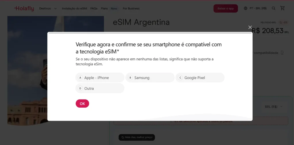 Ferramenta de compatibilidade do eSIM.