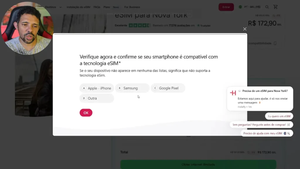 Verificação de compatibilidade do eSIM