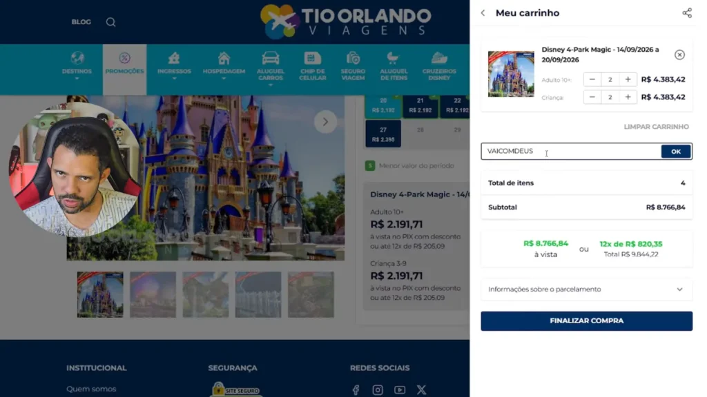 Cupom de desconto para ingressos Disney.