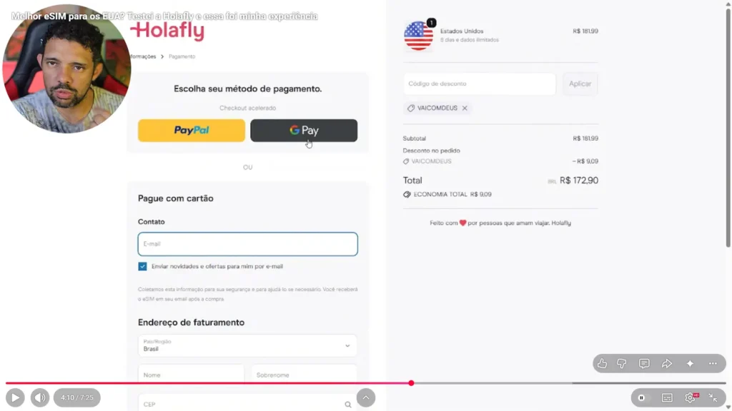 Formas de pagamento da Holafly