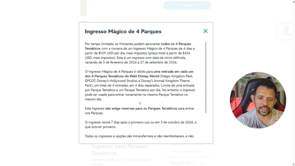 Ingresso Disney com acesso aos quatro parques temáticos.