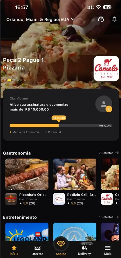 Aplicativo Prime Gourmet aberto no celular.