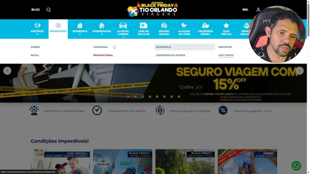 Página inicial do site da Tio Orlando.