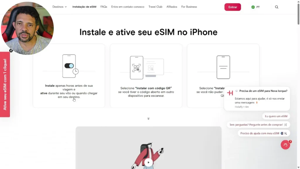 Página de instalação do eSIM da Holafly